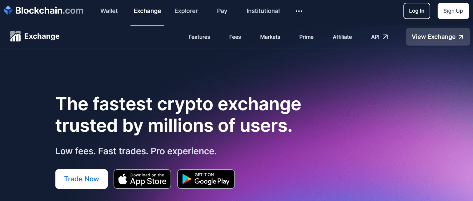 Страница Биржи на Blockchain Explorer