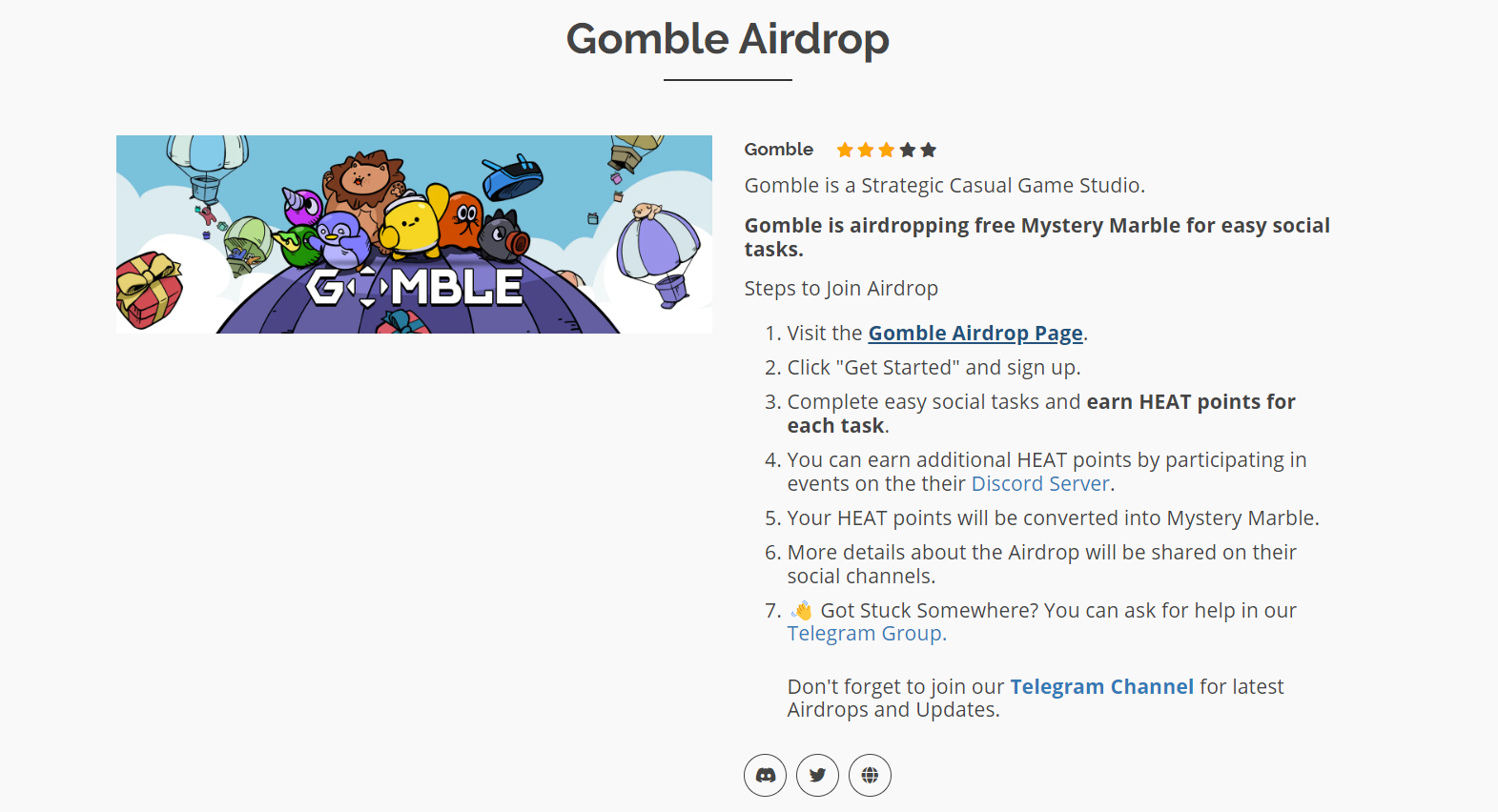 Что нужно сделать для участия в аирдропе проекта Gomble