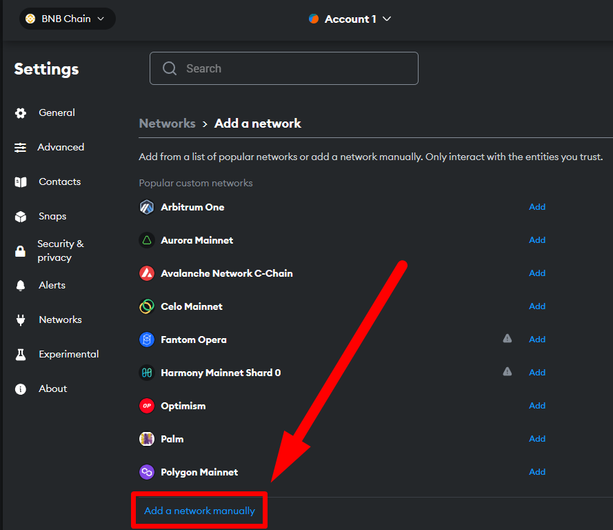 Как добавить opBNB в Metamask- 1