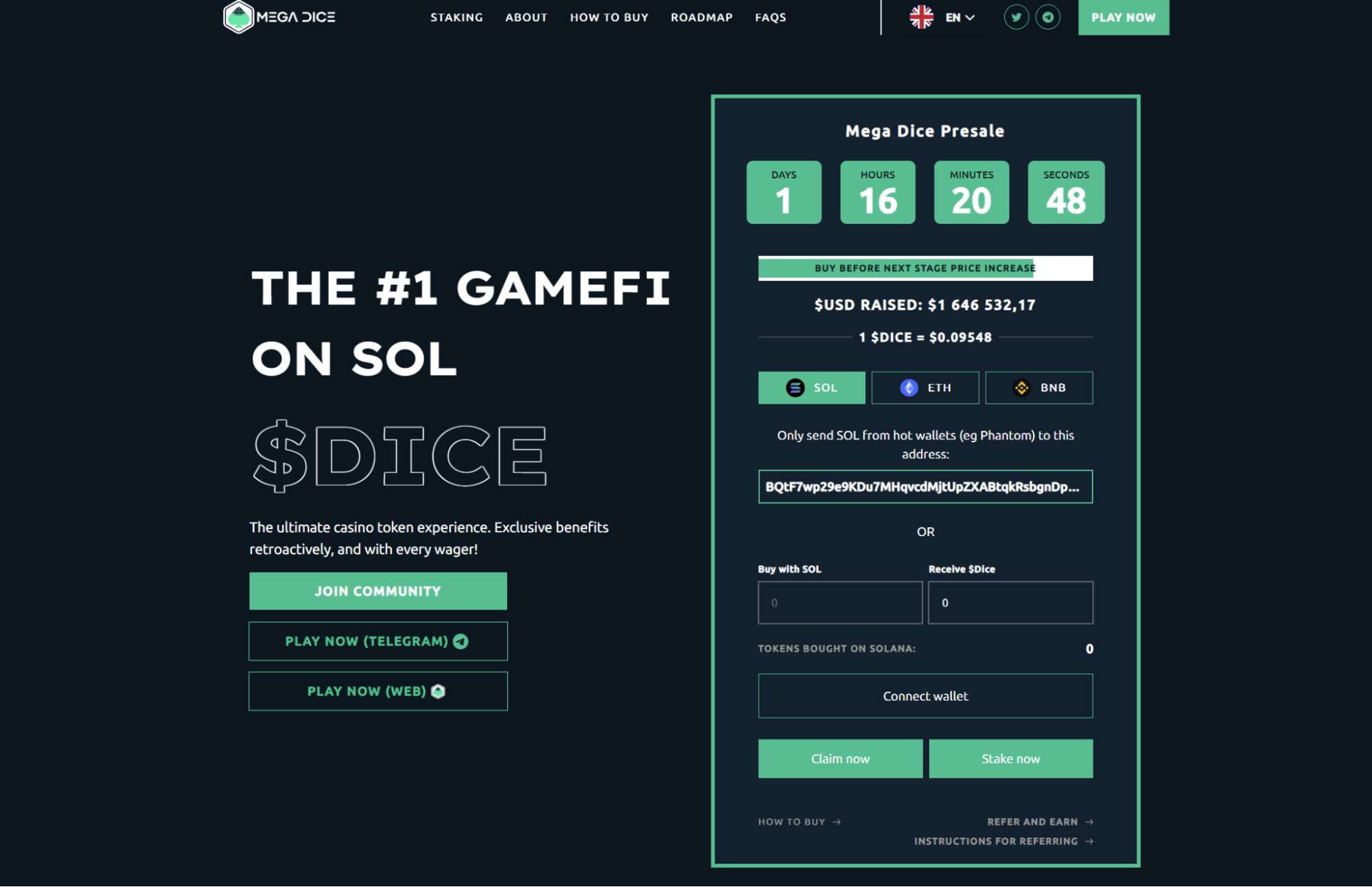 Сайт Mega Dice (DICE)