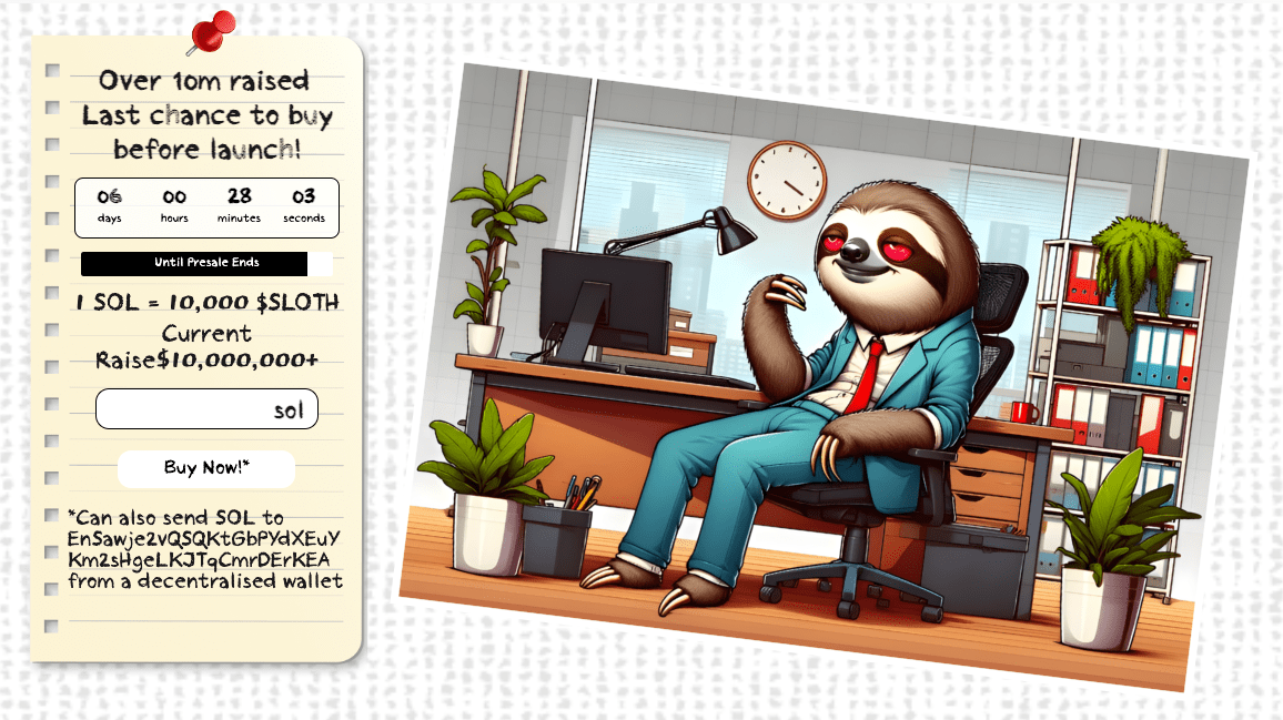 Сайт Slothana (SLOTH)